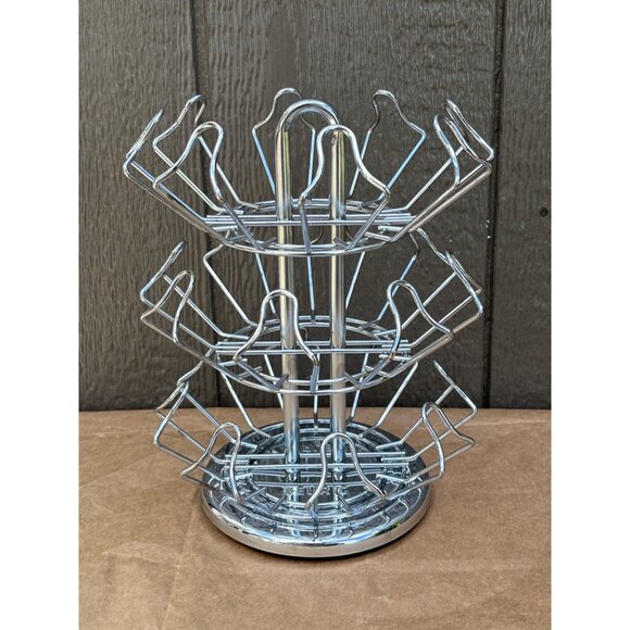 Keurig Silver Chrome Metal Coffee Pod Carousel Counter Holder 24 K-Cups Pods - Picture 1 of 3